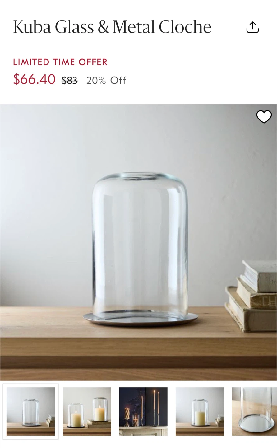 West Elm Kuba Glass & Metal Cloche & Candle - photo 3
