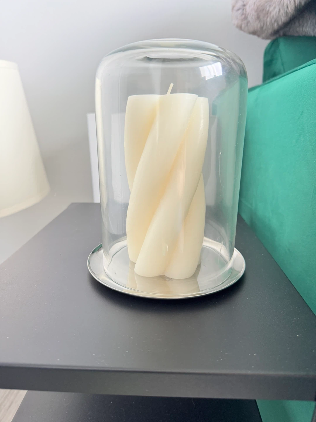 West Elm Kuba Glass & Metal Cloche & Candle