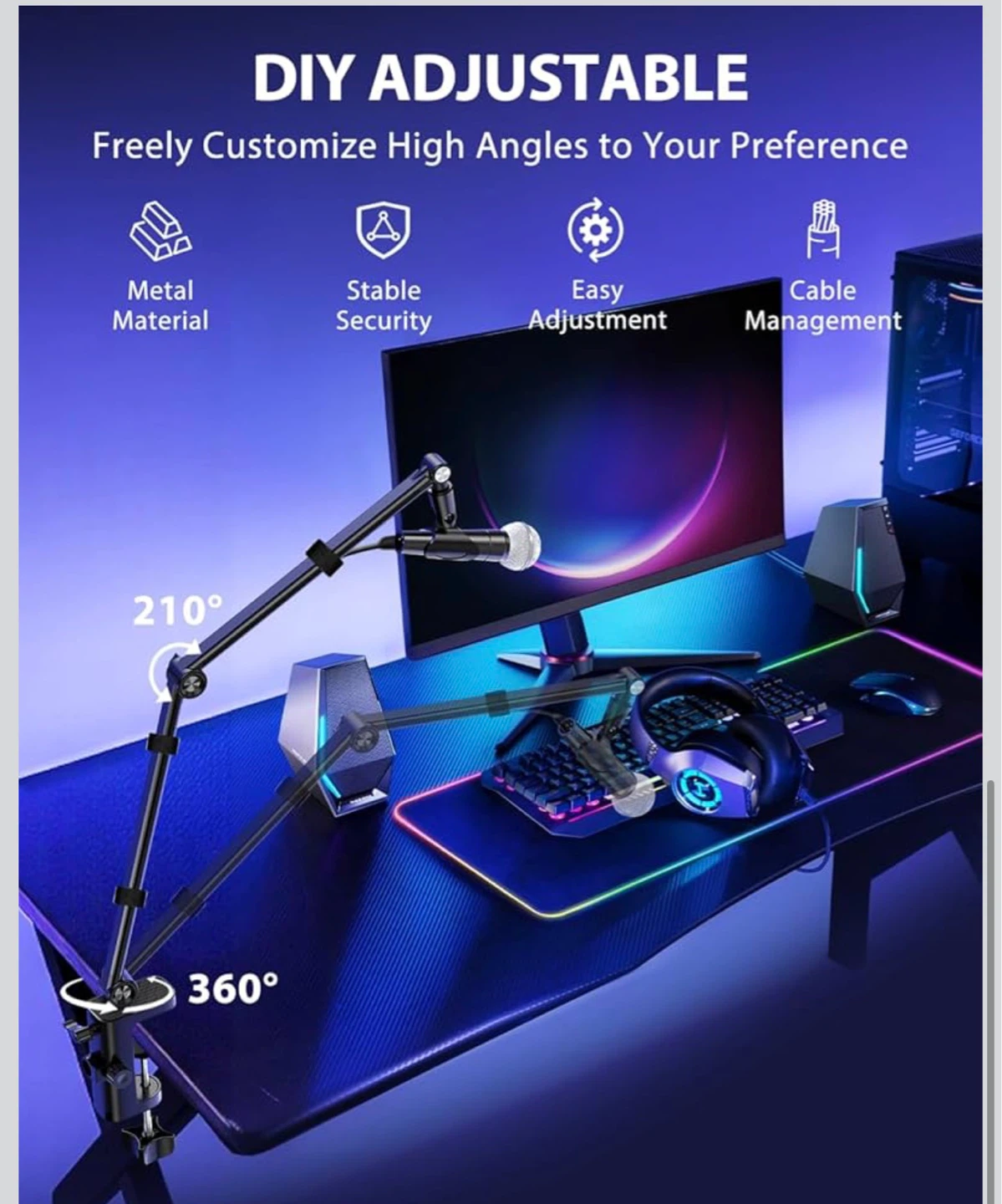Adjustable Microphone Boom Arm Stand - photo 5