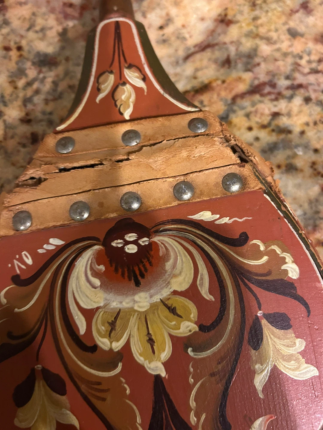 Vintage Fireplace Bellows with Folk Art Painting - photo 2