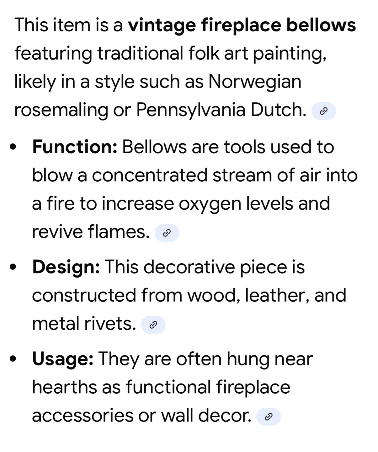 Vintage Fireplace Bellows with Folk Art Painting