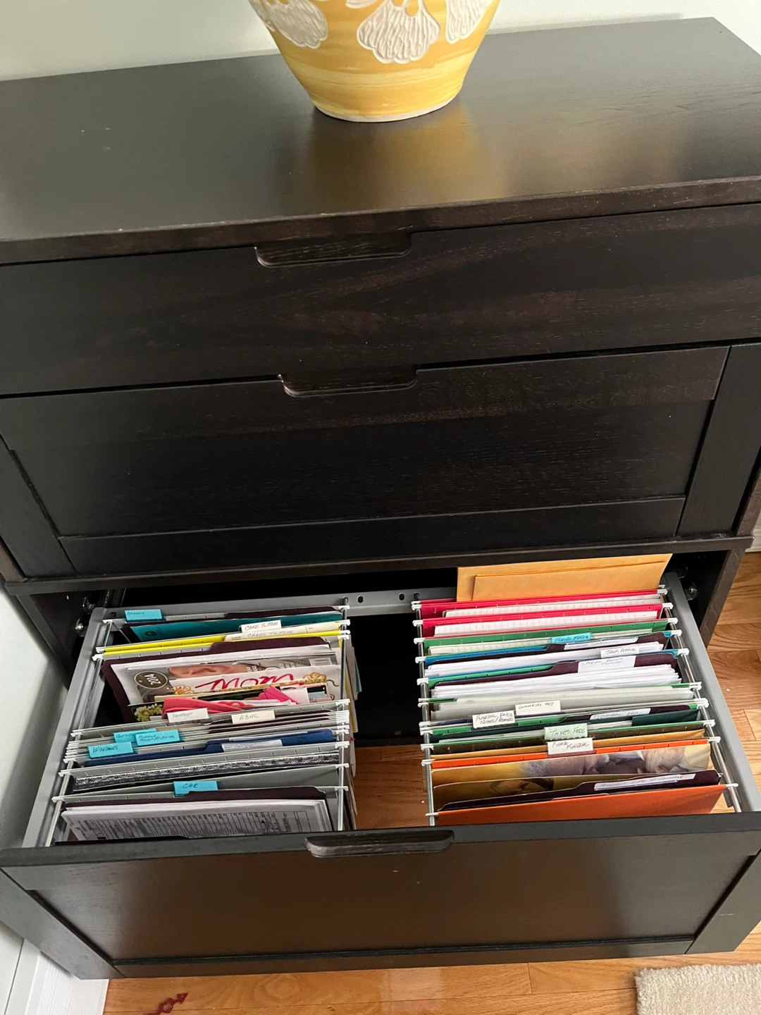 Dark wood filing cabinet and Two drawer storage - photo 5