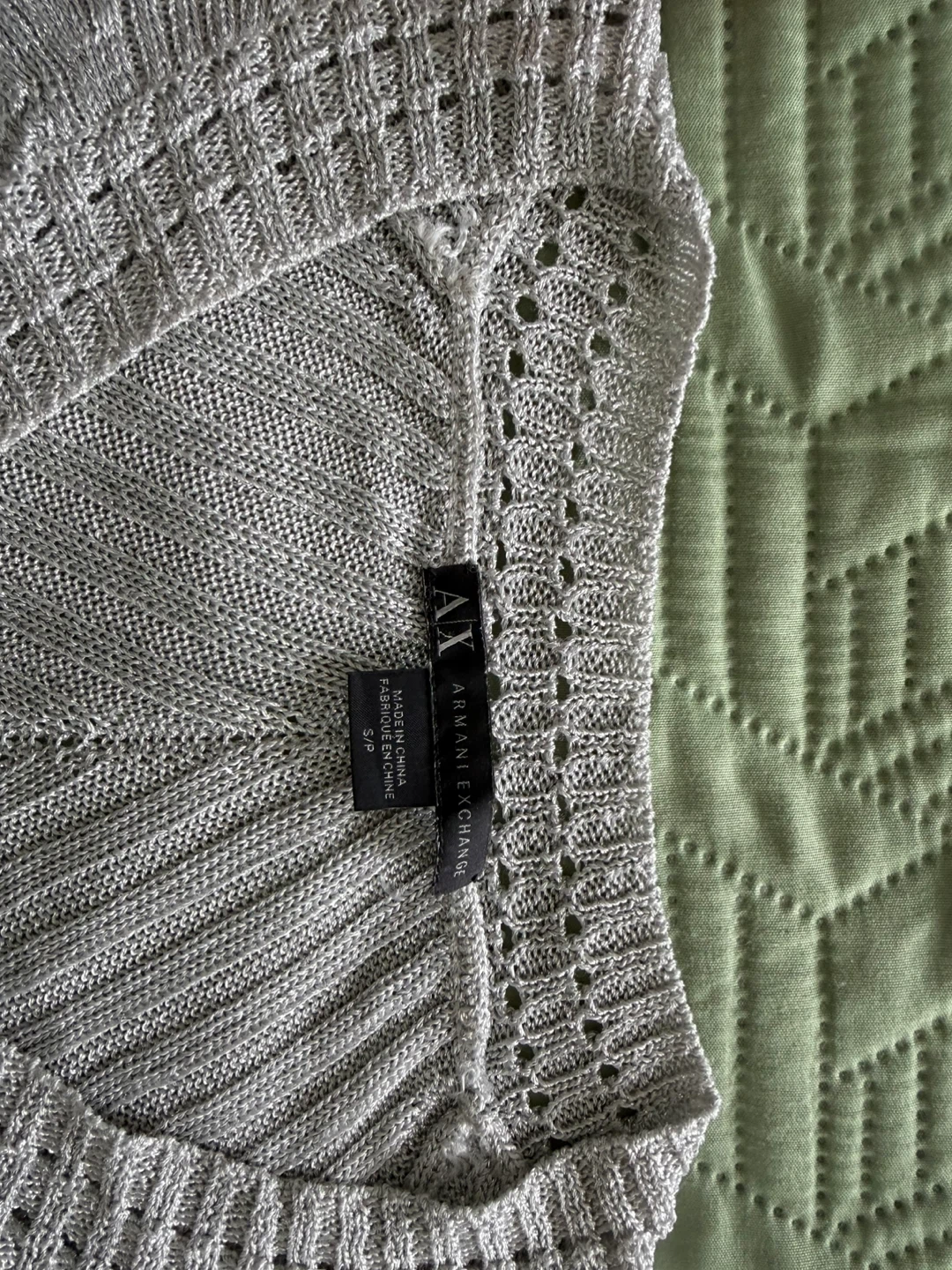 Armani Exchange Silver Knit V-Neck Top - S/P - photo 2