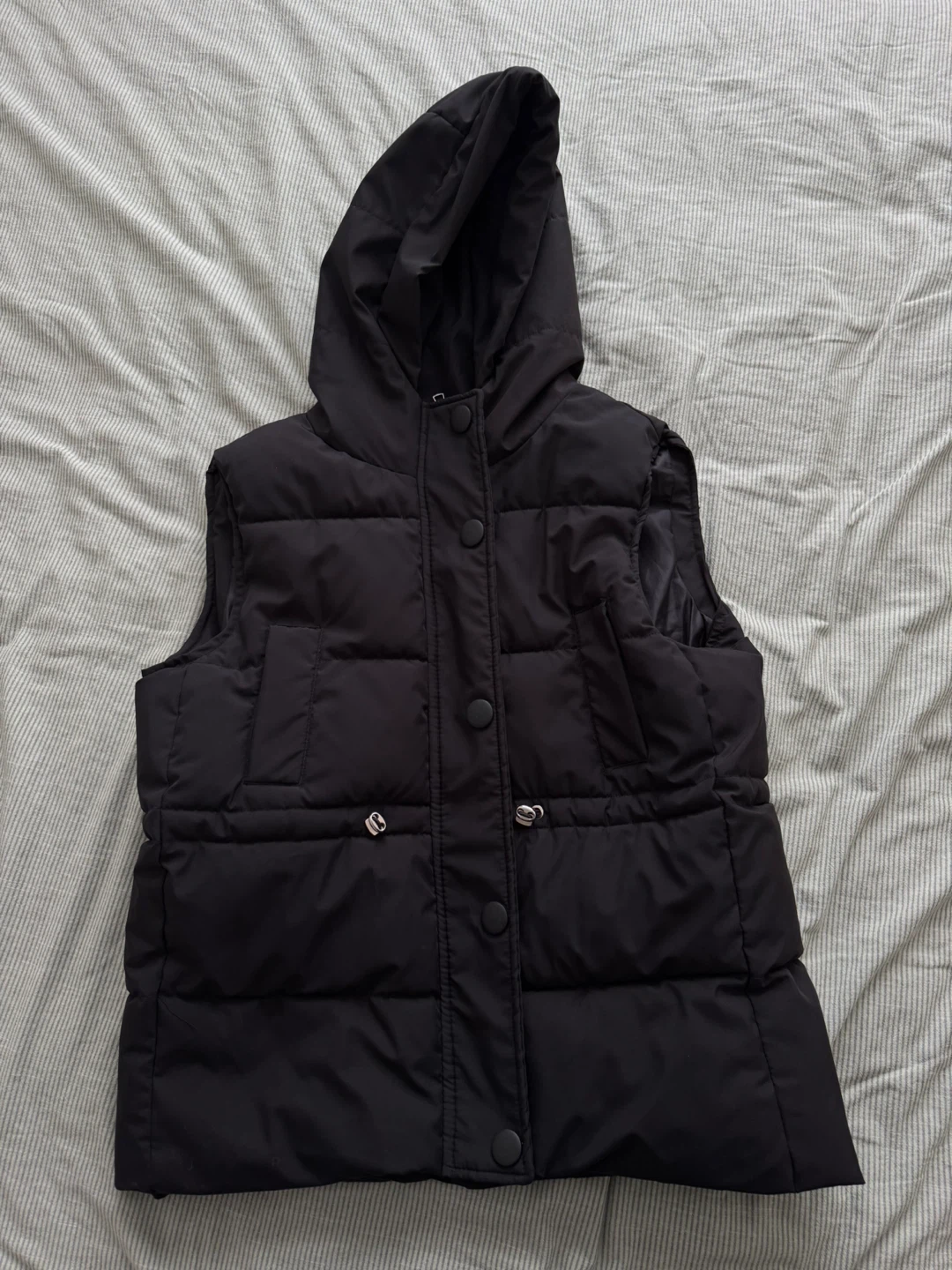 Black Puffer Vest with Hood