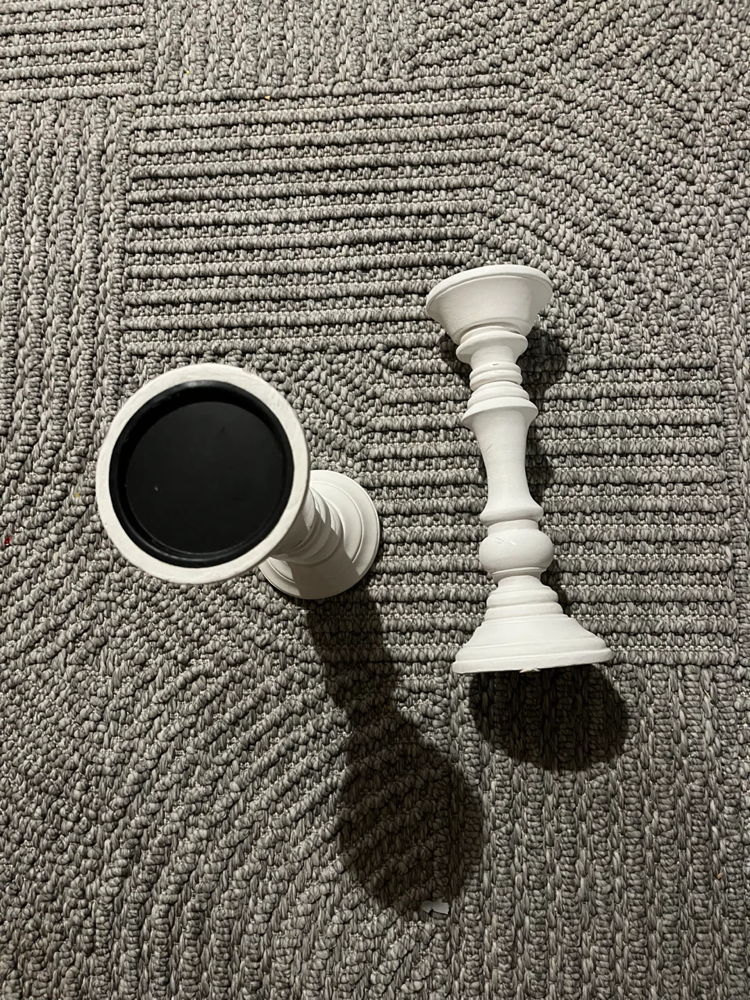 White Decorative Wood Candlestick Holders by(Set of 2)
