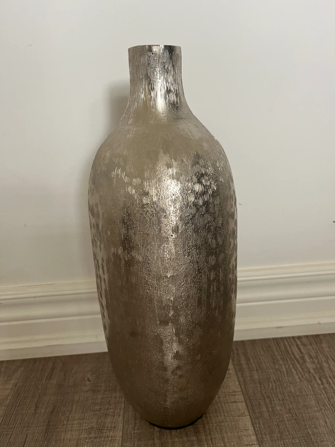 Tall Silver Textured Vase