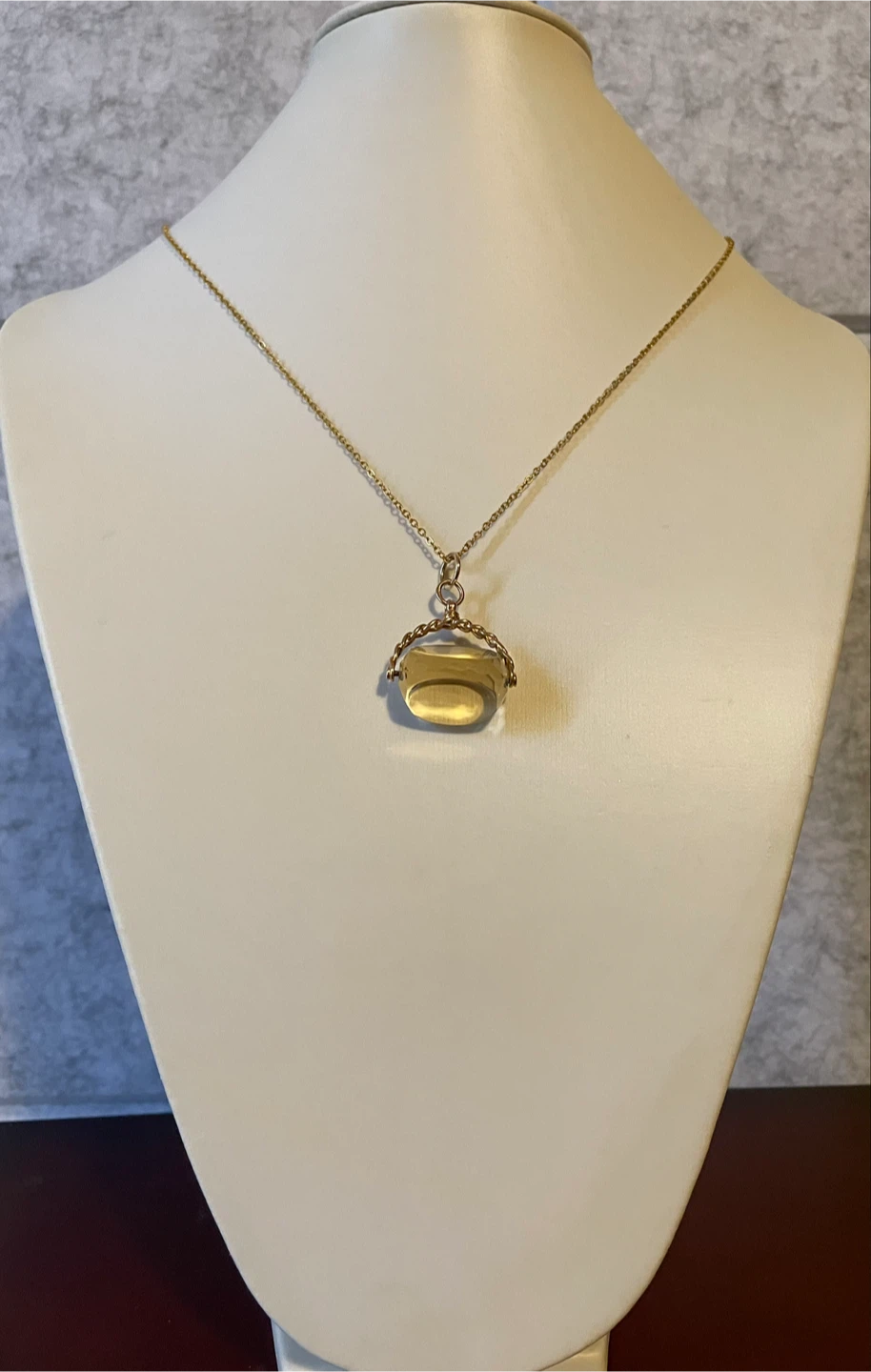 Antique Citrine Gemstone & 9CT Gold  Spinner Watch FOB - photo 5