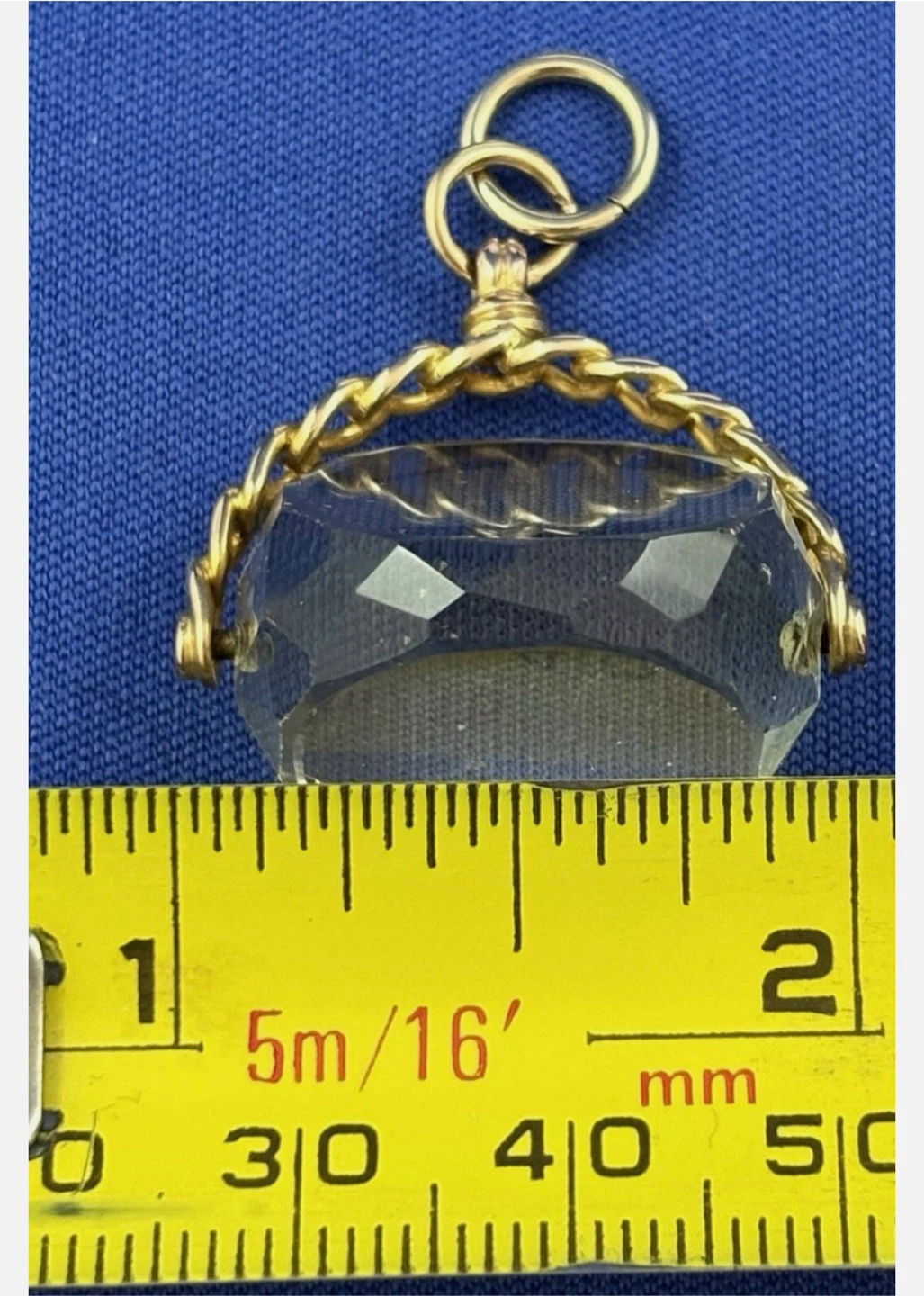 Antique Citrine Gemstone & 9CT Gold  Spinner Watch FOB - photo 4