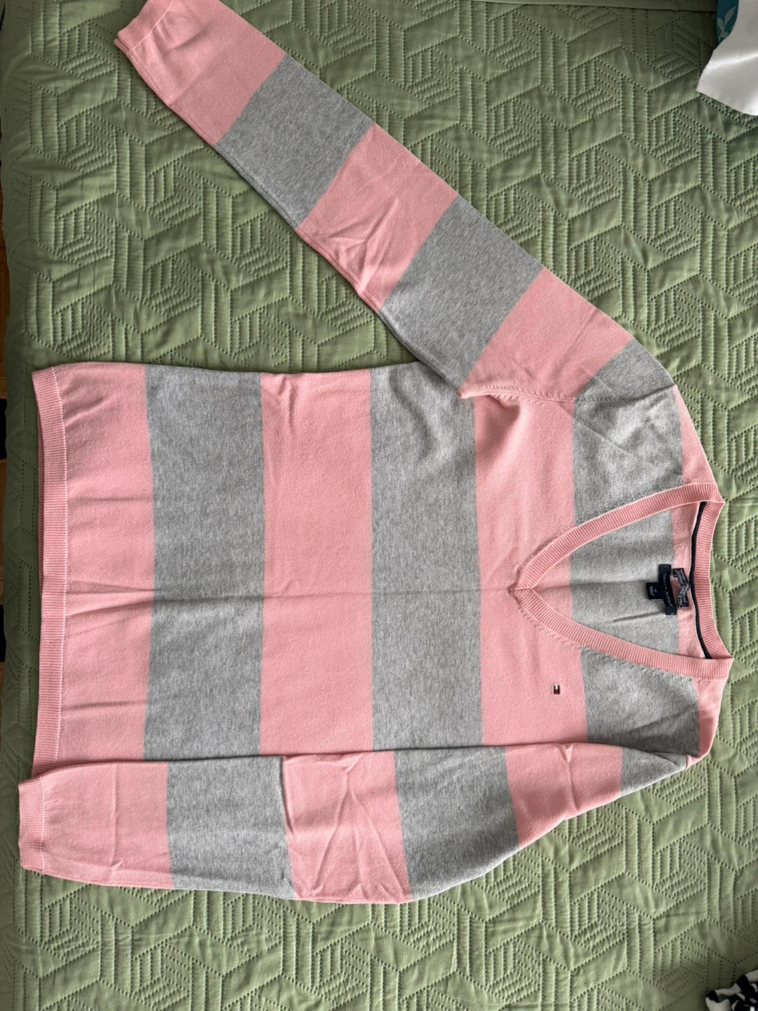 Tommy Hilfiger Striped V-Neck Sweater - Size M