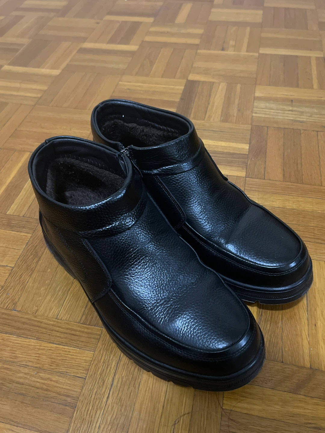 Men's Black Leather Winter Boots