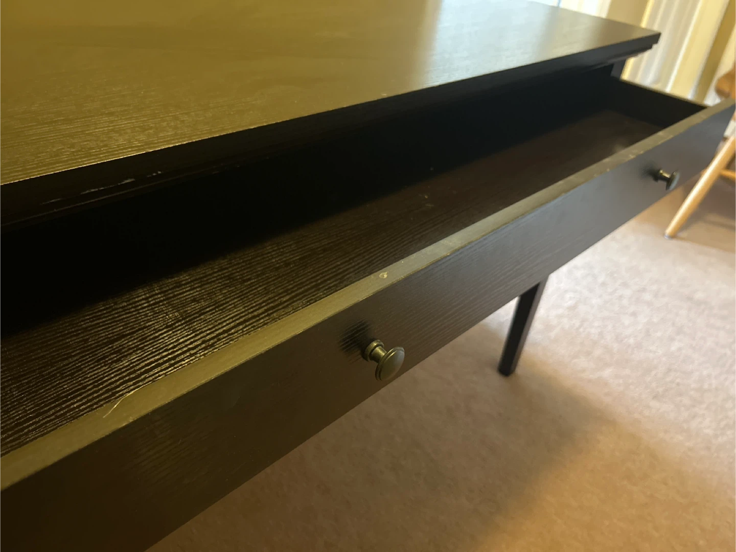 Dark Wood Console Table with Drawer - photo 3