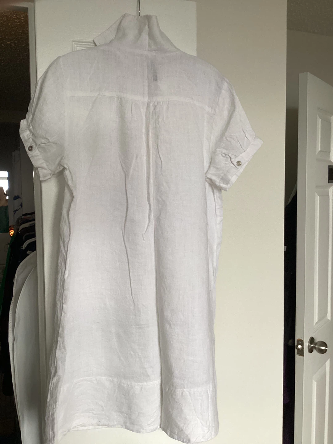 XL White 100% Linen Button-Up Shirt/dress - photo 3