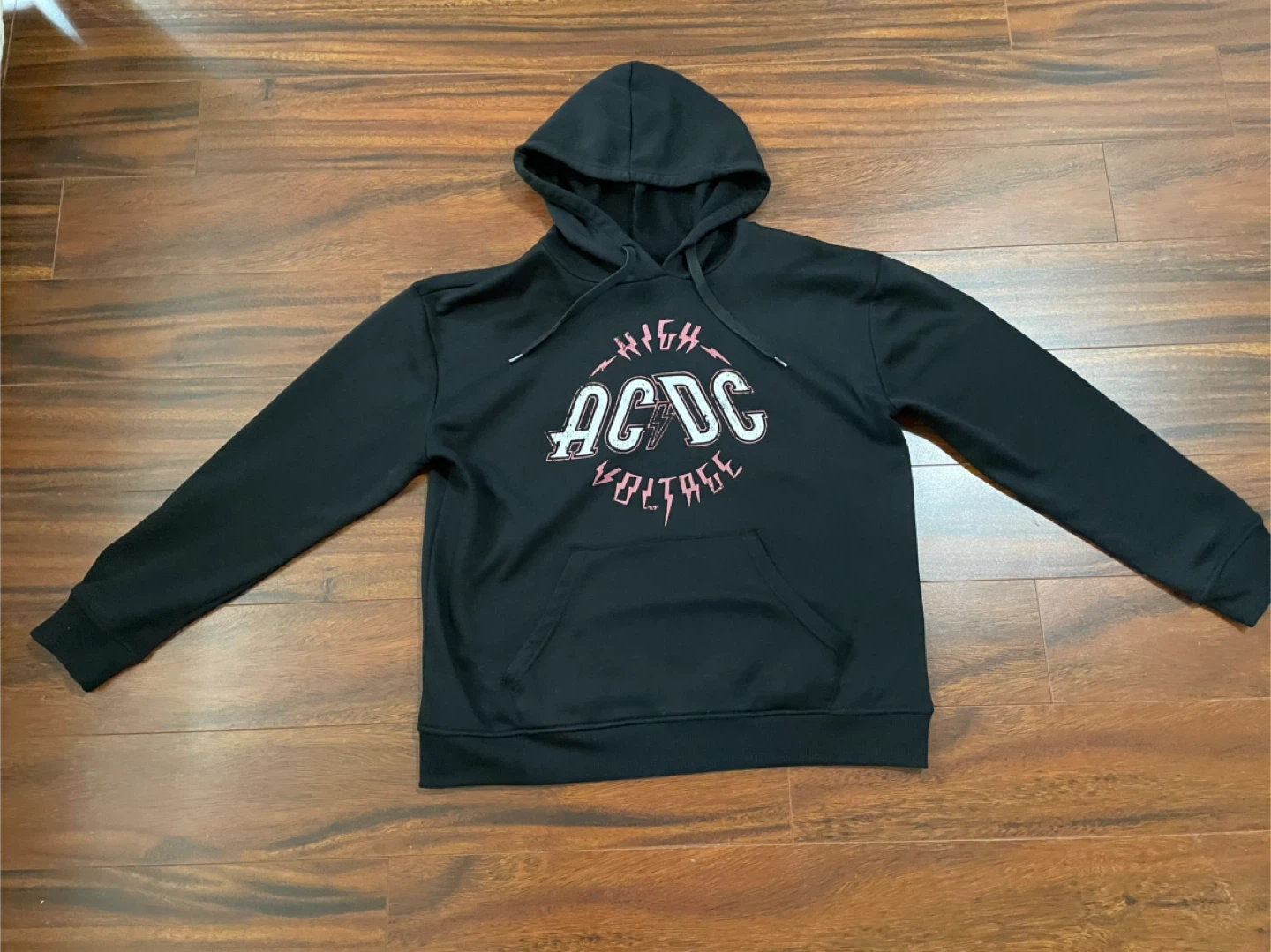 AC/DC women’s large hoodie, black, band graphic, High Voltage