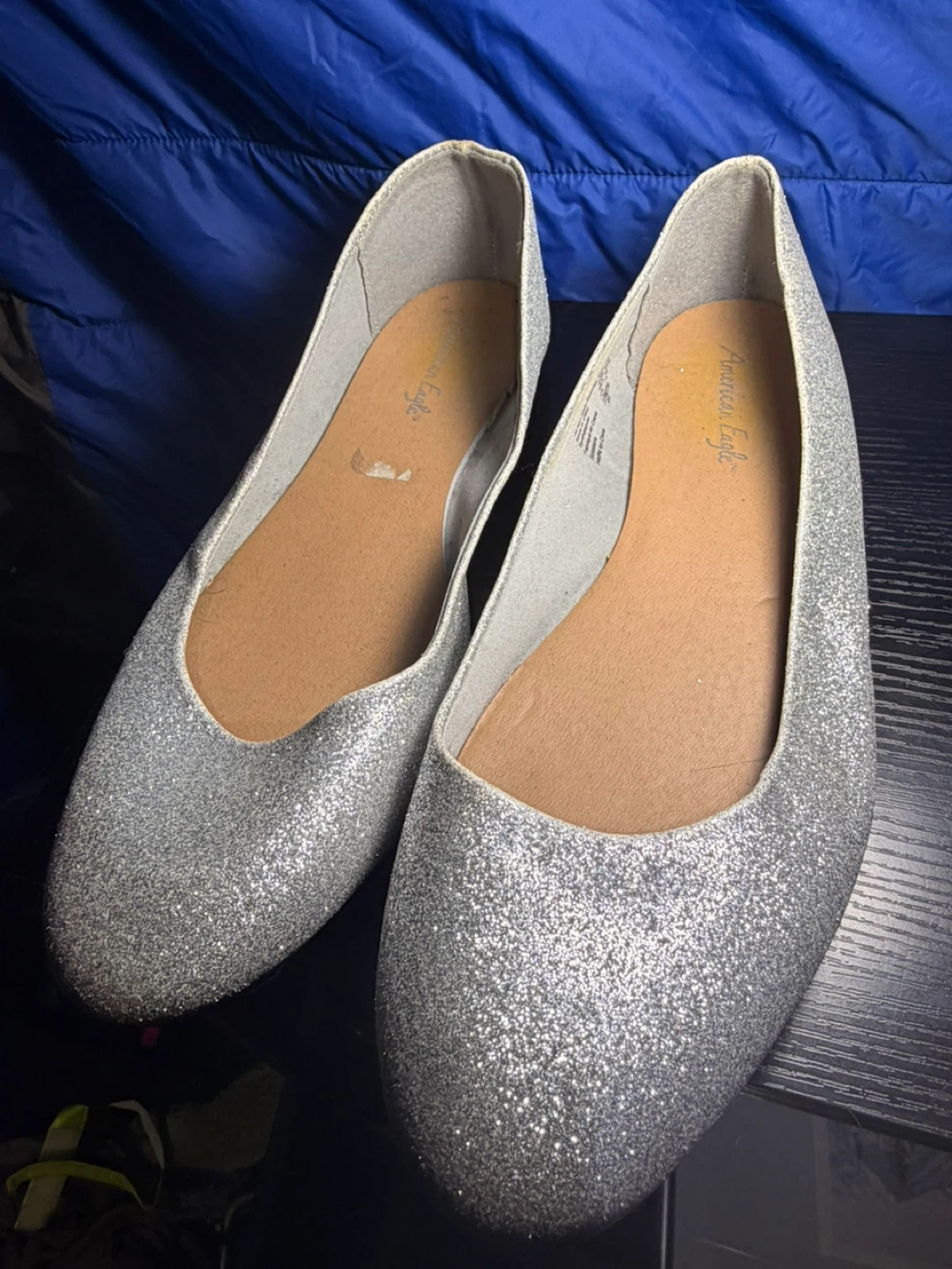 American Eagle Silver Glitter Ballet Flats Size 13
