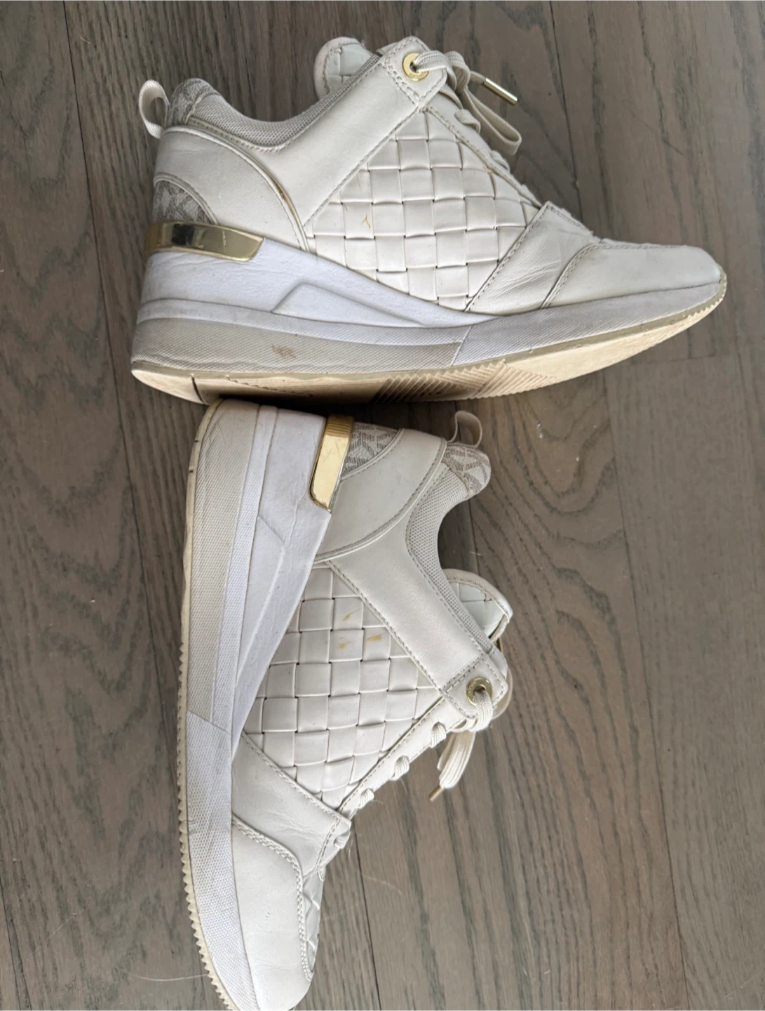 Michael Kors White Leather Woven Sneakers size 7.5