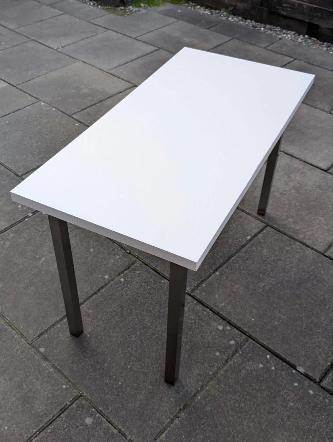 White Table with Metal Legs - photo 2
