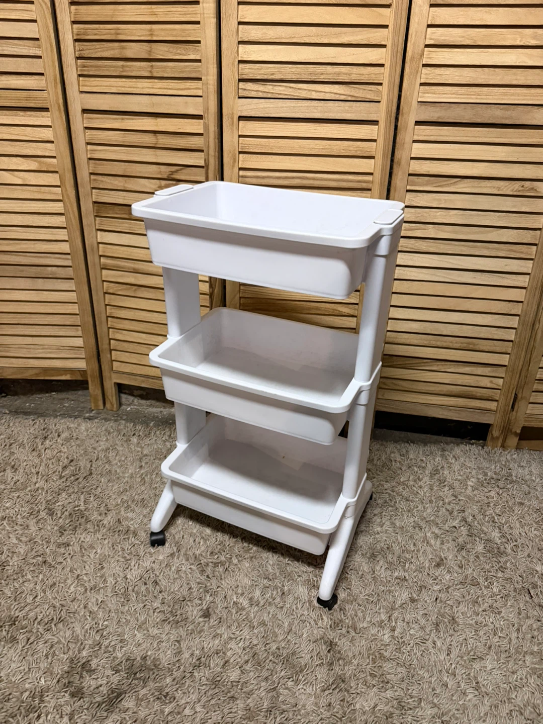 White 3-Tier Rolling Utility Cart - photo 2