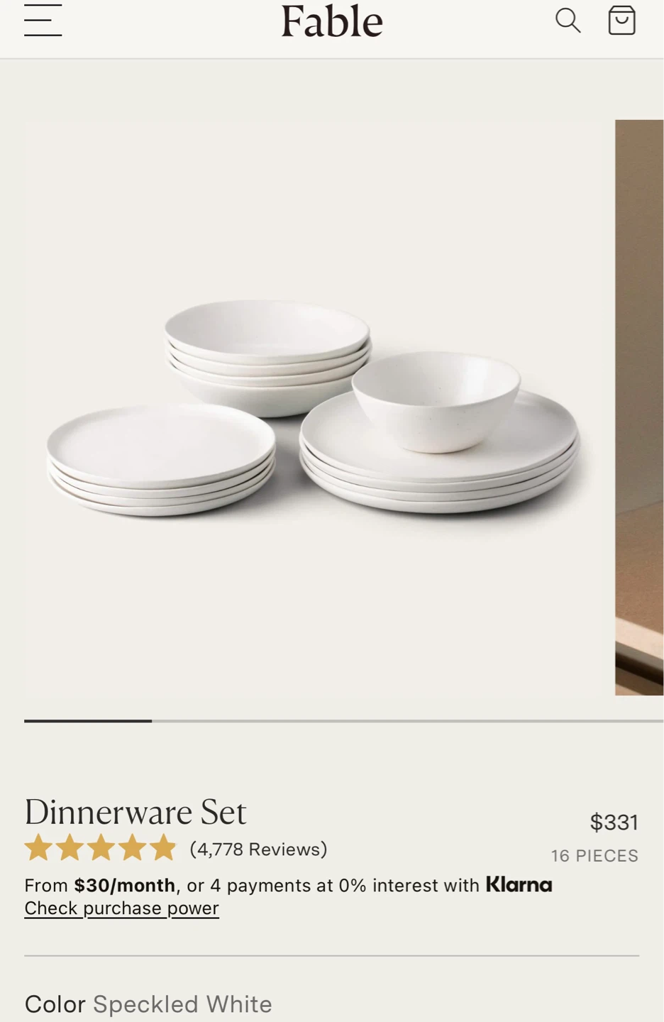 Fable Speckled White Dinnerware Set - serving for 2 - photo 2