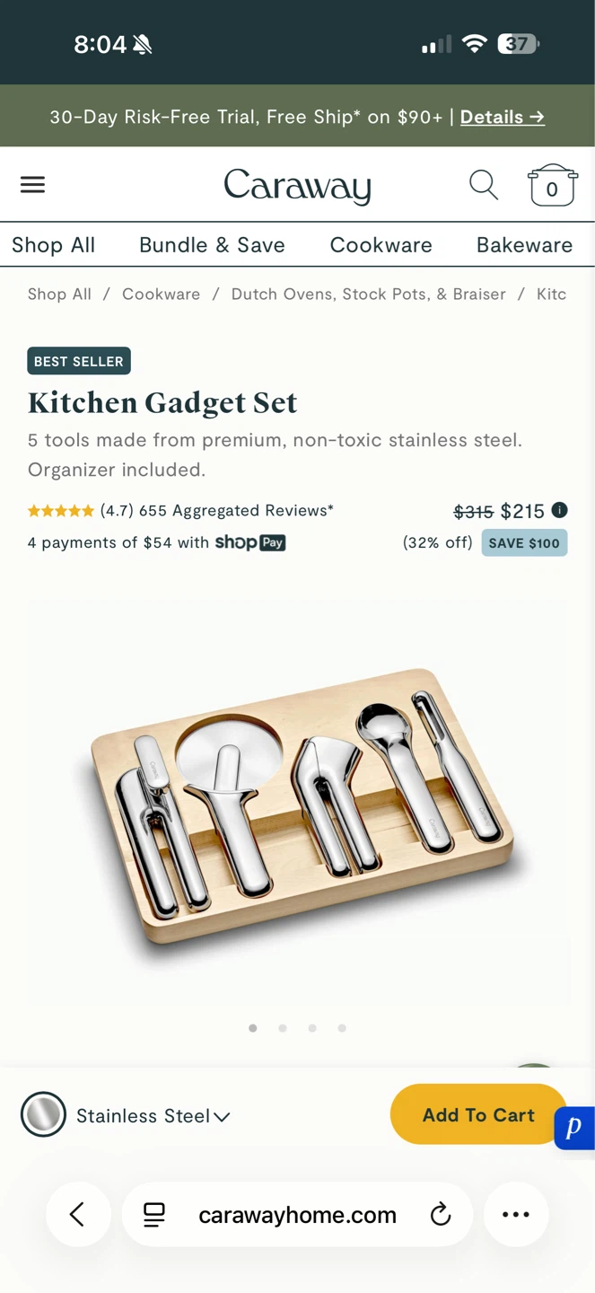 Caraway Kitchen Gadget Set - Stainless Steel