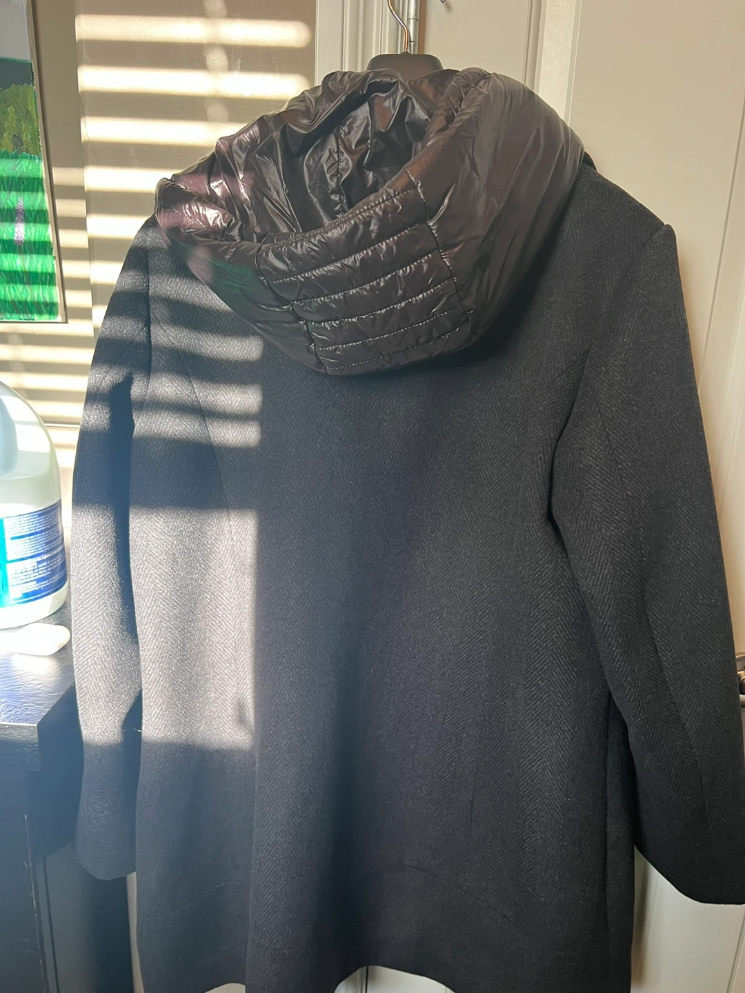 Women's Black Wool Blend  Coat with Puffer Hood Size 2X - photo 3