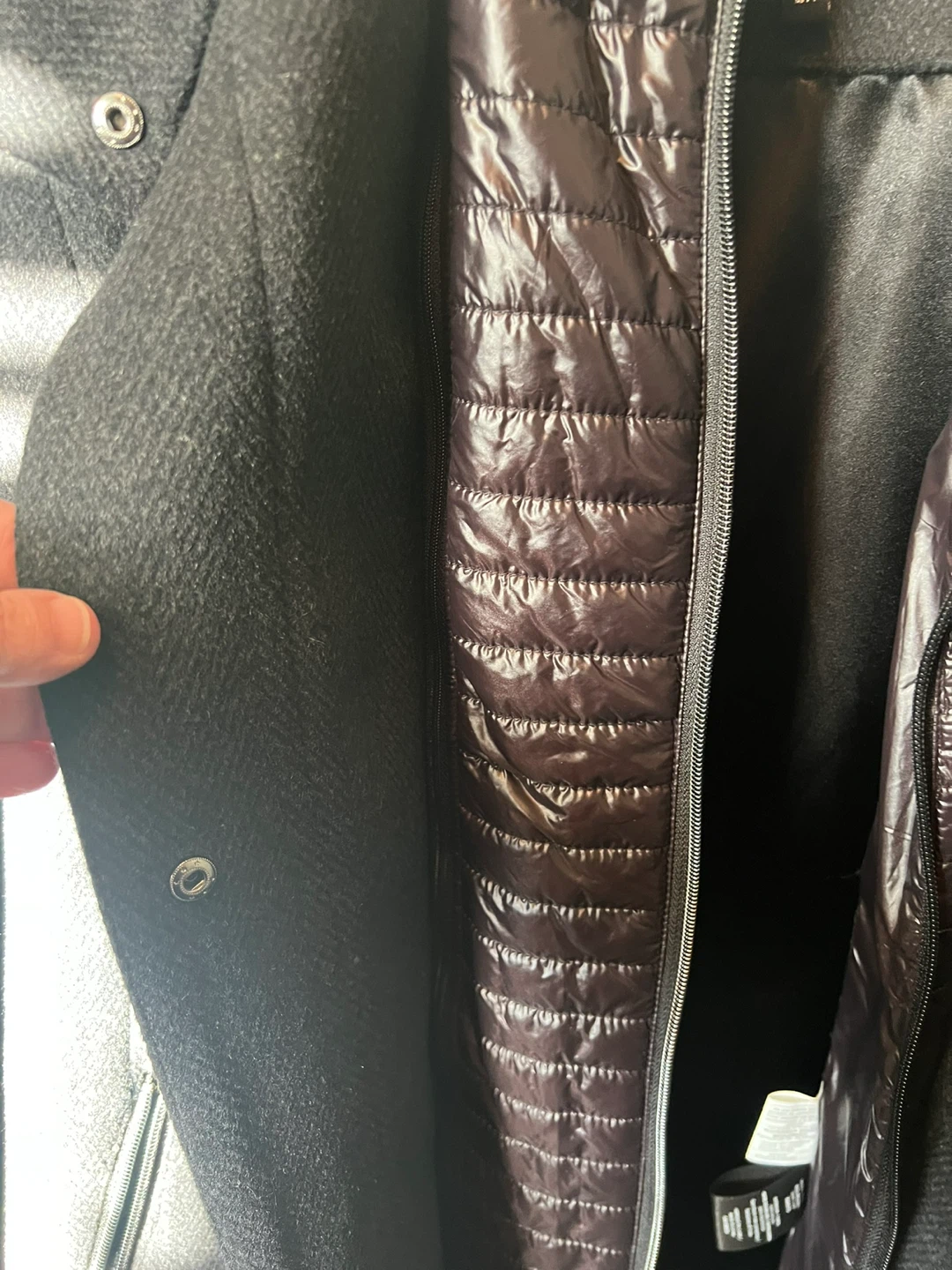 Women's Black Wool Blend  Coat with Puffer Hood Size 2X - photo 2