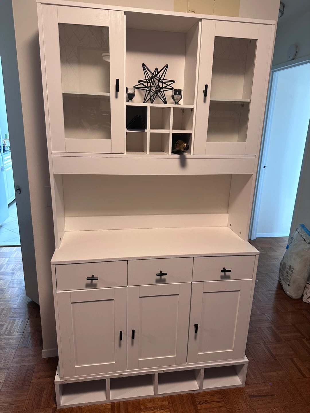 White Hutch with Drawers and Cabinet Doors