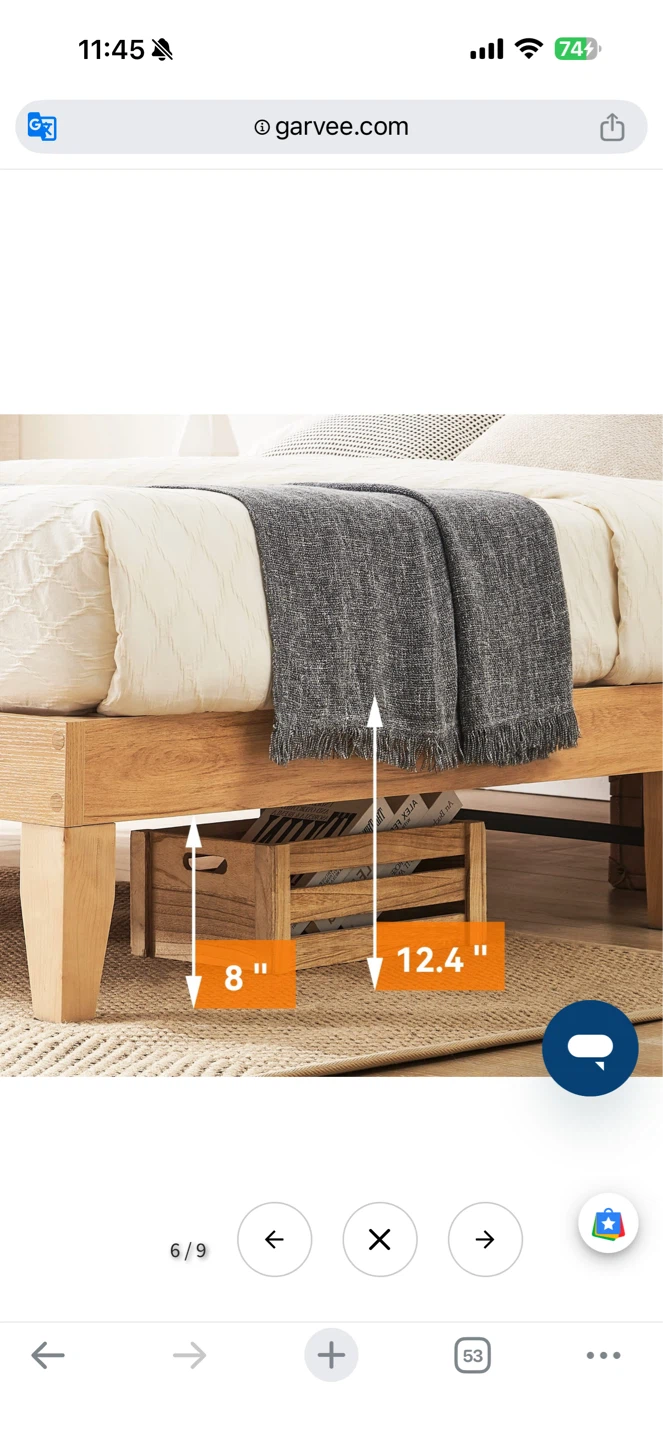 Garvee Boho Queen Size Bed Frame, Rattan Quee Bed Frame - photo 3