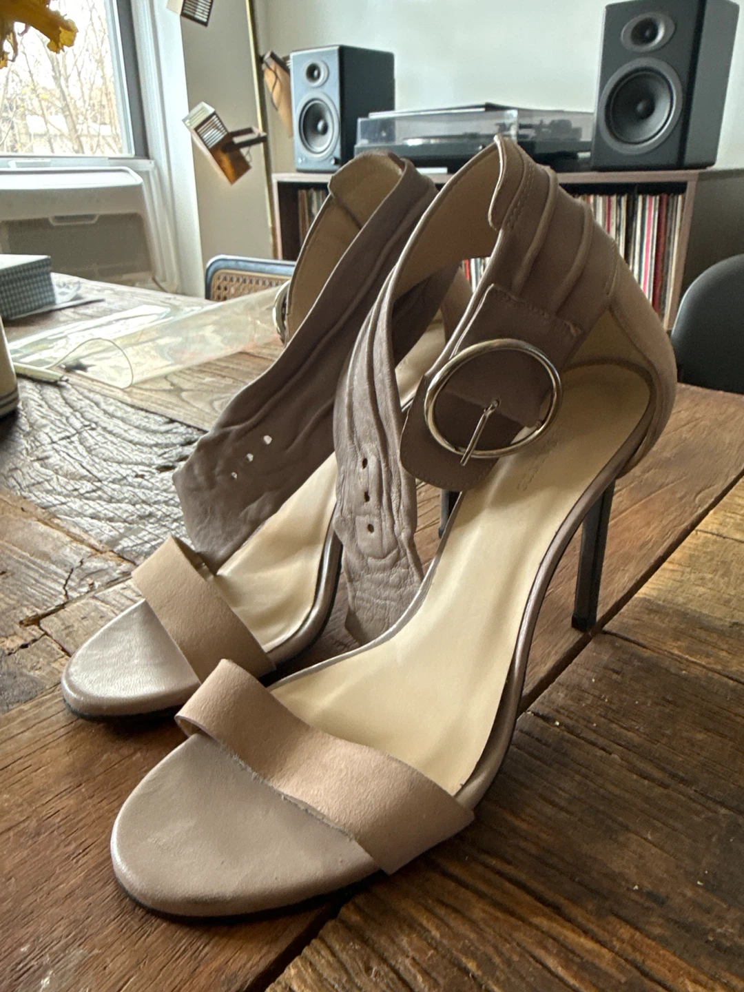 ALLSAINTS Raidi Heeled Sandal Taupe Suede Size 38 - photo 3