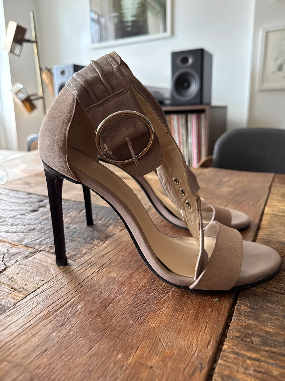 ALLSAINTS Raidi Heeled Sandal Taupe Suede Size 38 - photo 2