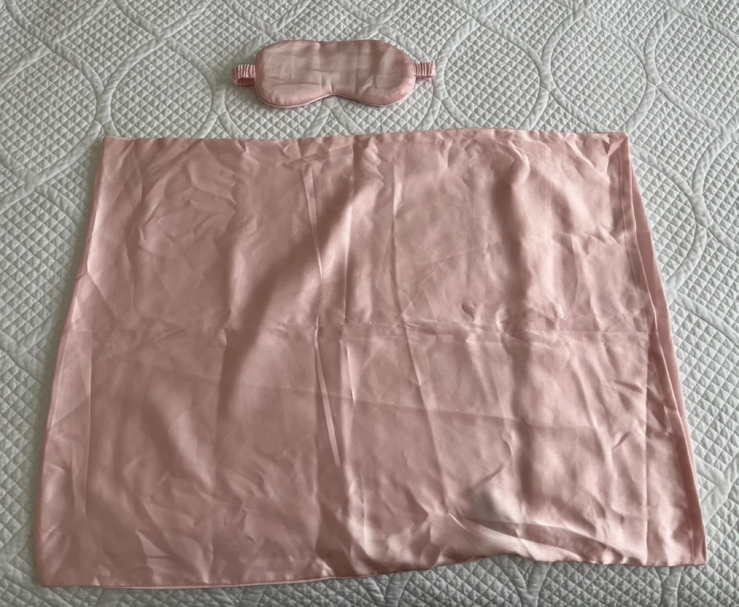 *New* Never Worn Silk Pink Pillow Case + Sleeping Mask