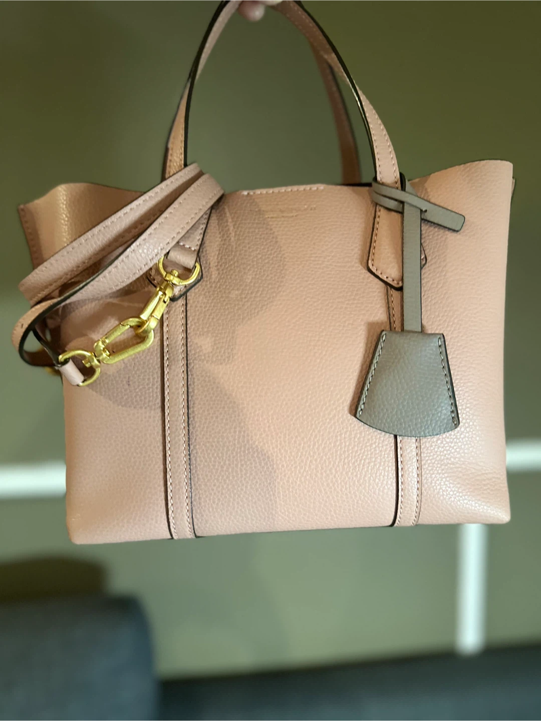 Tory Burch Pink Leather Tote Bag with Crossbody Strap - photo 2