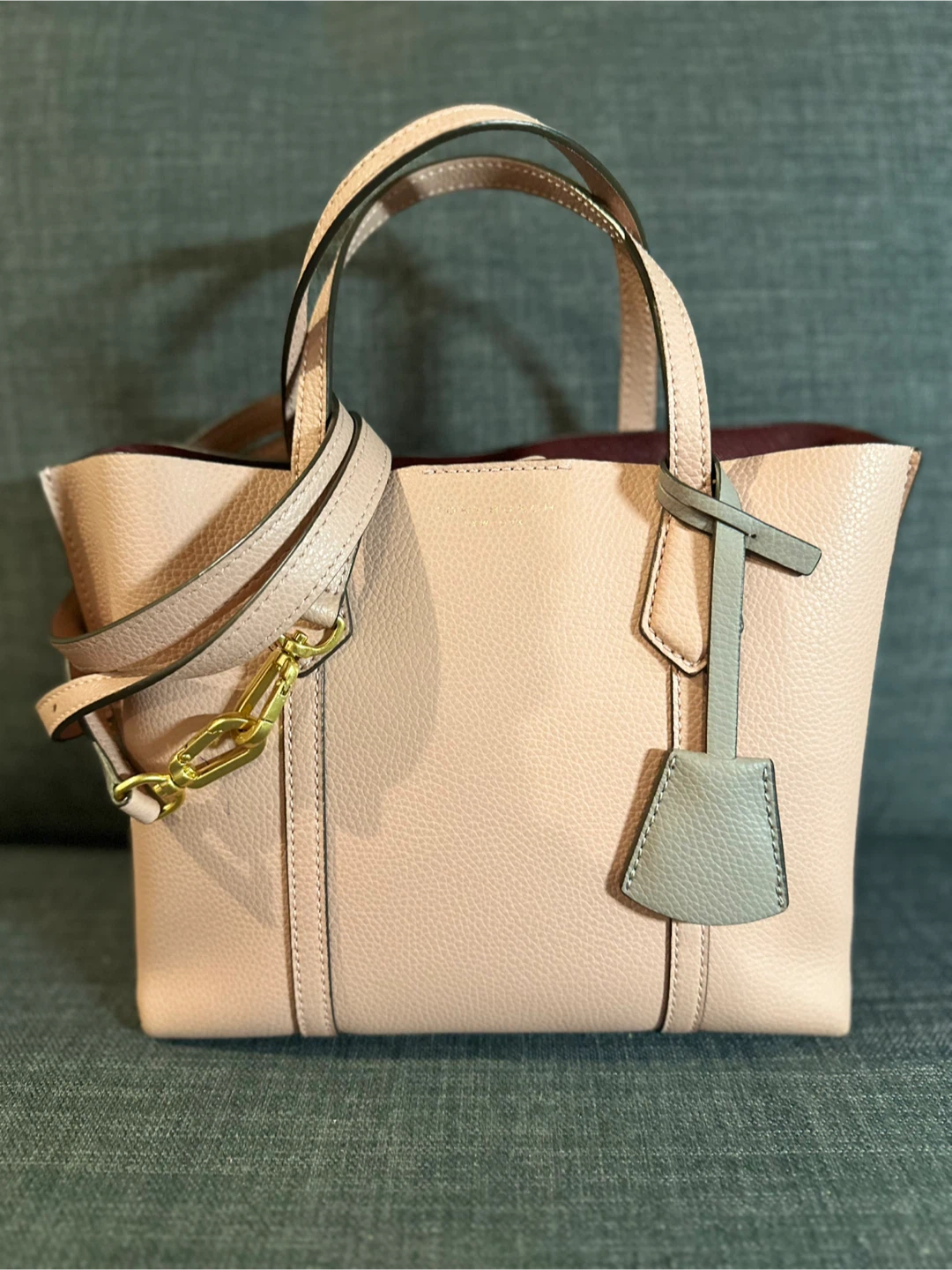 Tory Burch Pink Leather Tote Bag with Crossbody Strap