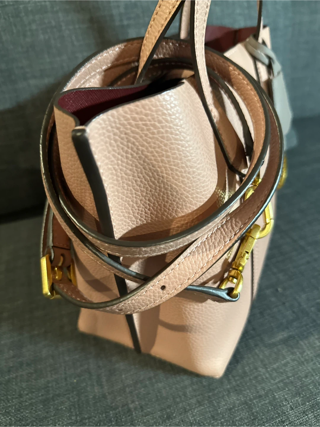 Tory Burch Pink Leather Tote Bag with Crossbody Strap - photo 5
