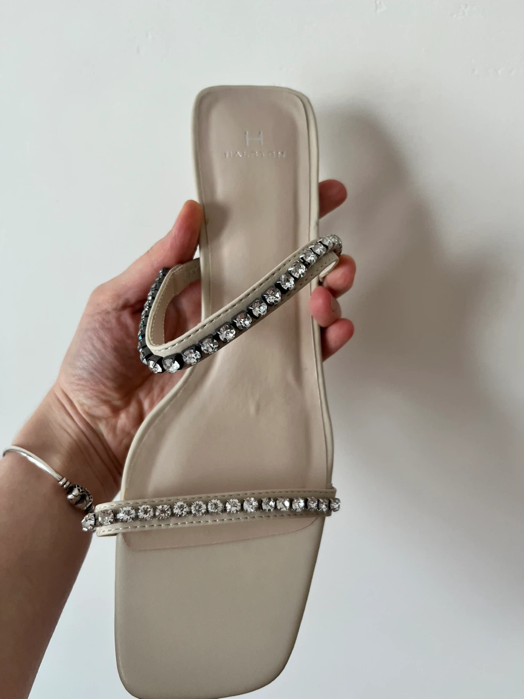 Halston Embellished Heeled Sandals - Beige/Silver US 11 - photo 5