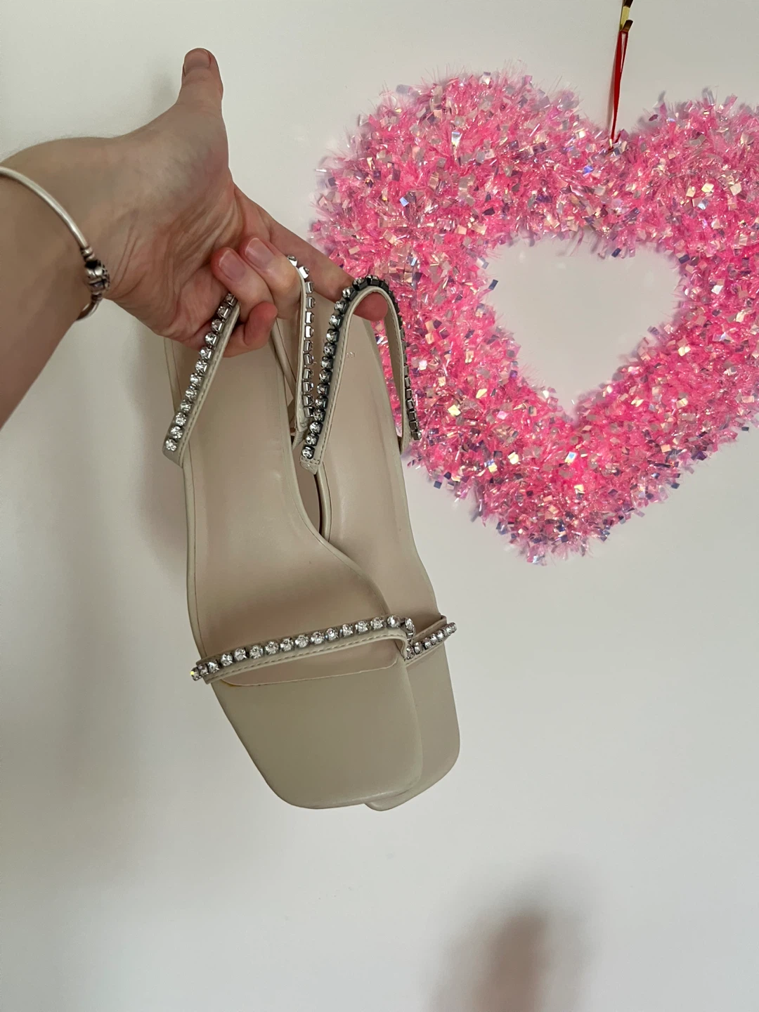 Halston Embellished Heeled Sandals - Beige/Silver US 11