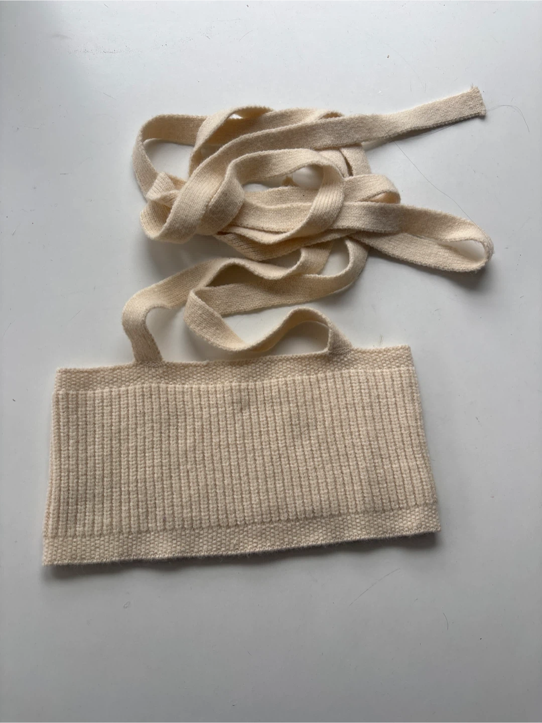 Cream Knit Crop Top with Straps - Size S - photo 2