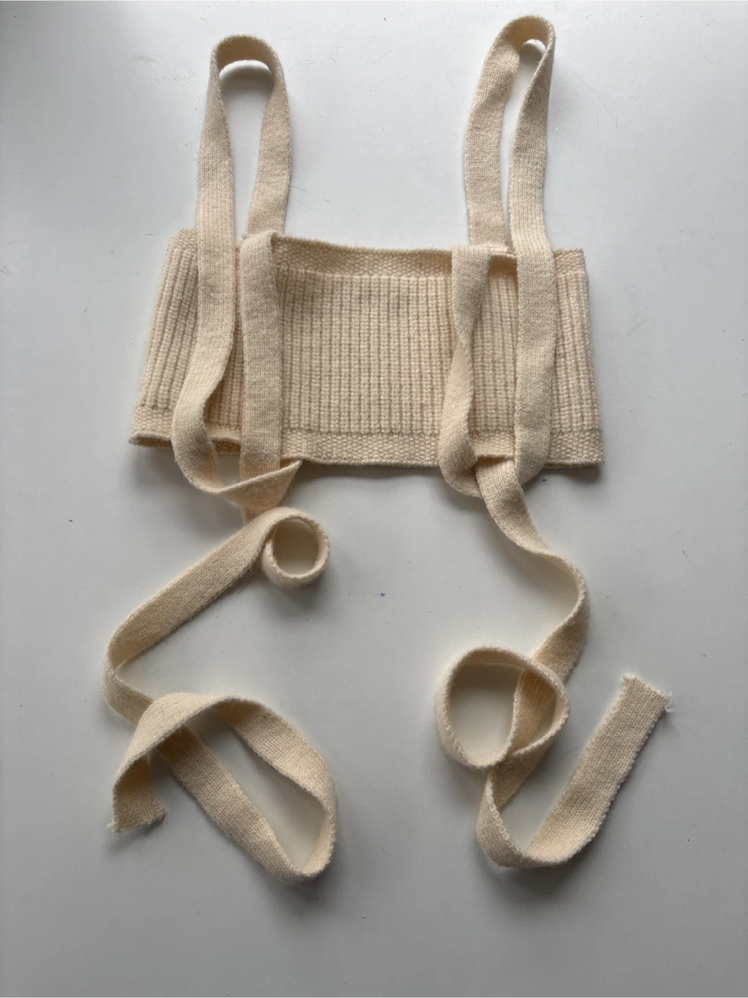 Cream Knit Crop Top with Straps - Size S - photo 4
