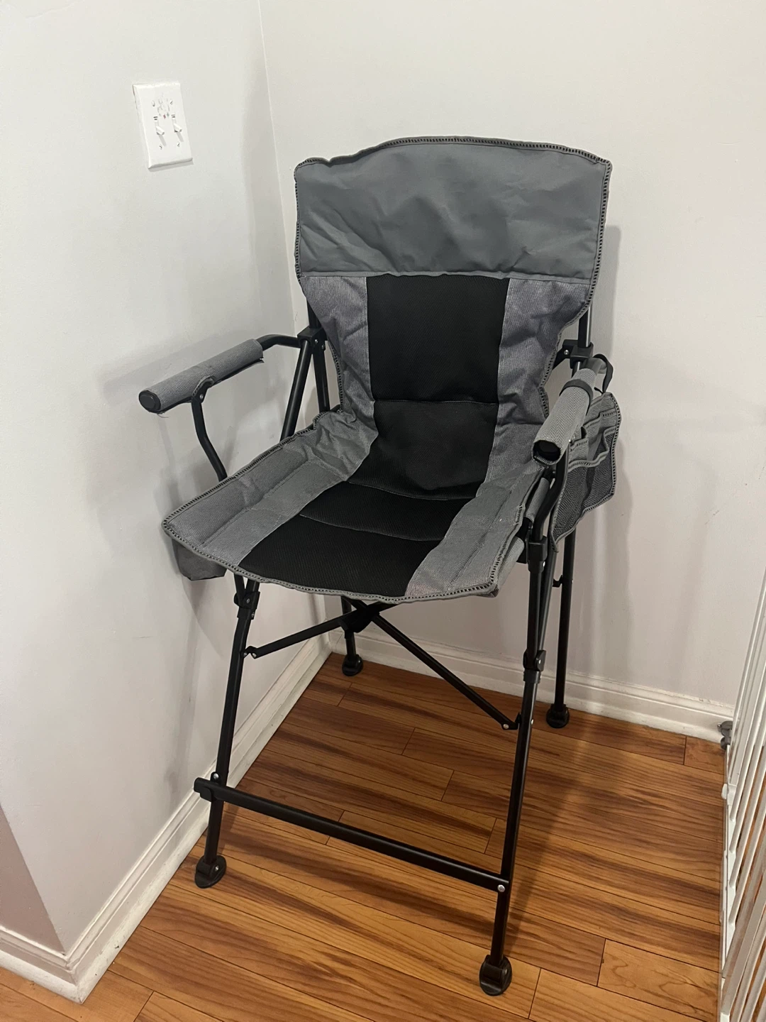 Grey Folding Directors Chair with Cup Holder - photo 2
