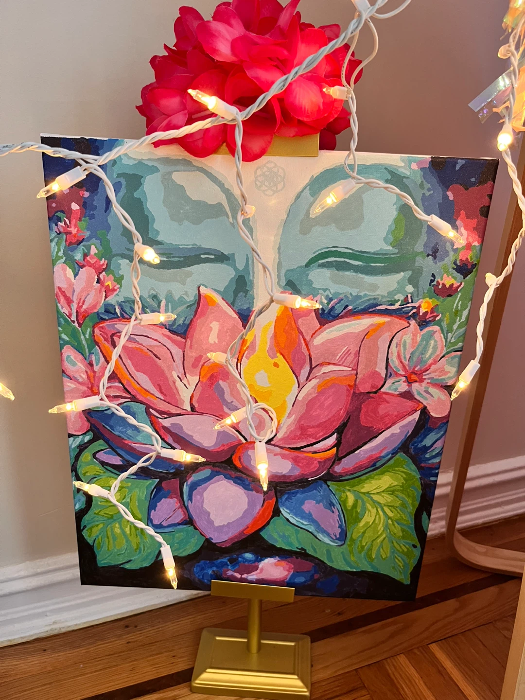Zen Buddha and Lotus Flower Painting - photo 4