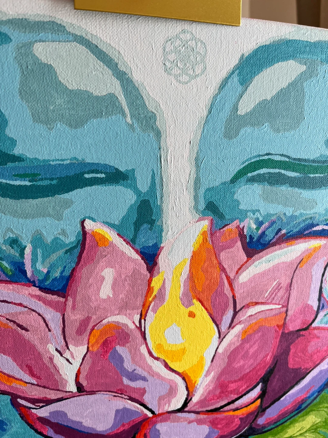 Zen Buddha and Lotus Flower Painting - photo 2