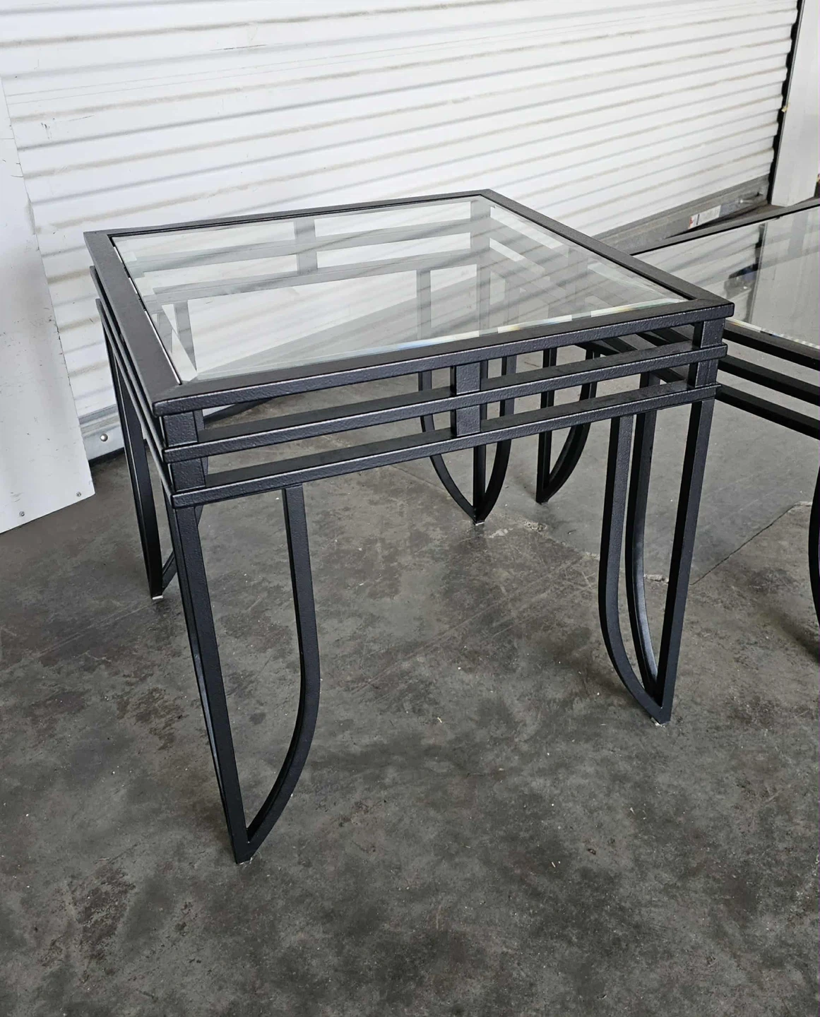 Modern black metal/glass top 3 piece coffee/end table set - photo 4