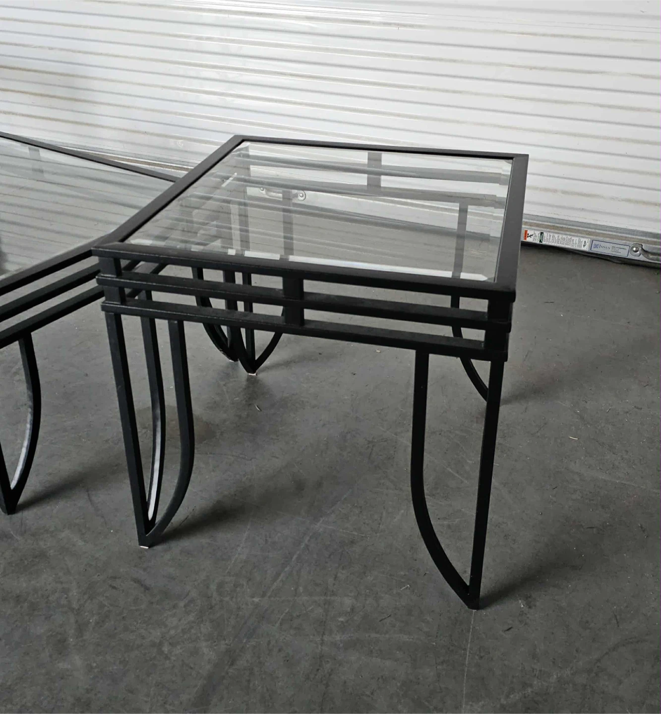 Modern black metal/glass top 3 piece coffee/end table set - photo 3