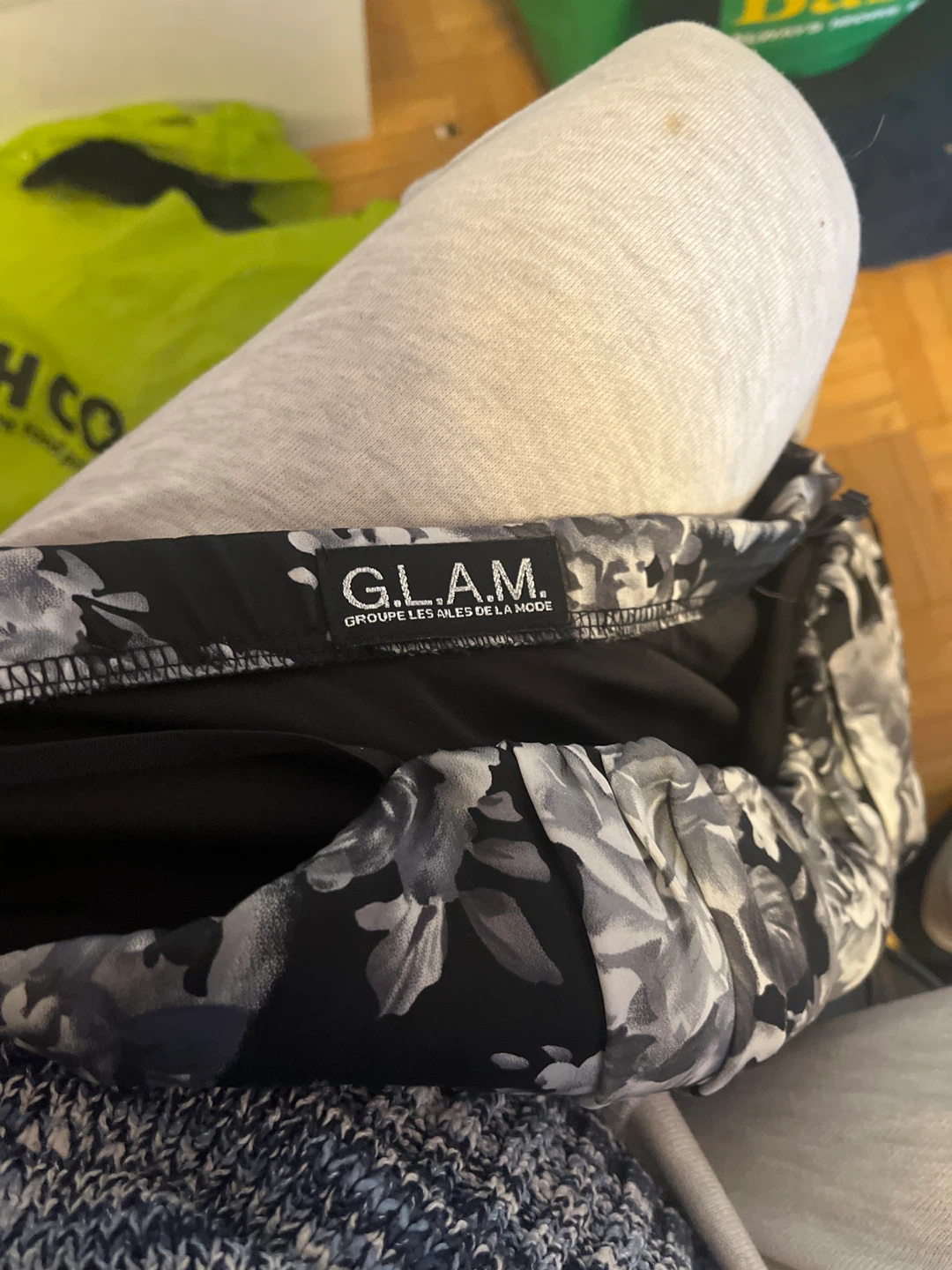 G.L.A.M. Black and White Floral Strapless Dress