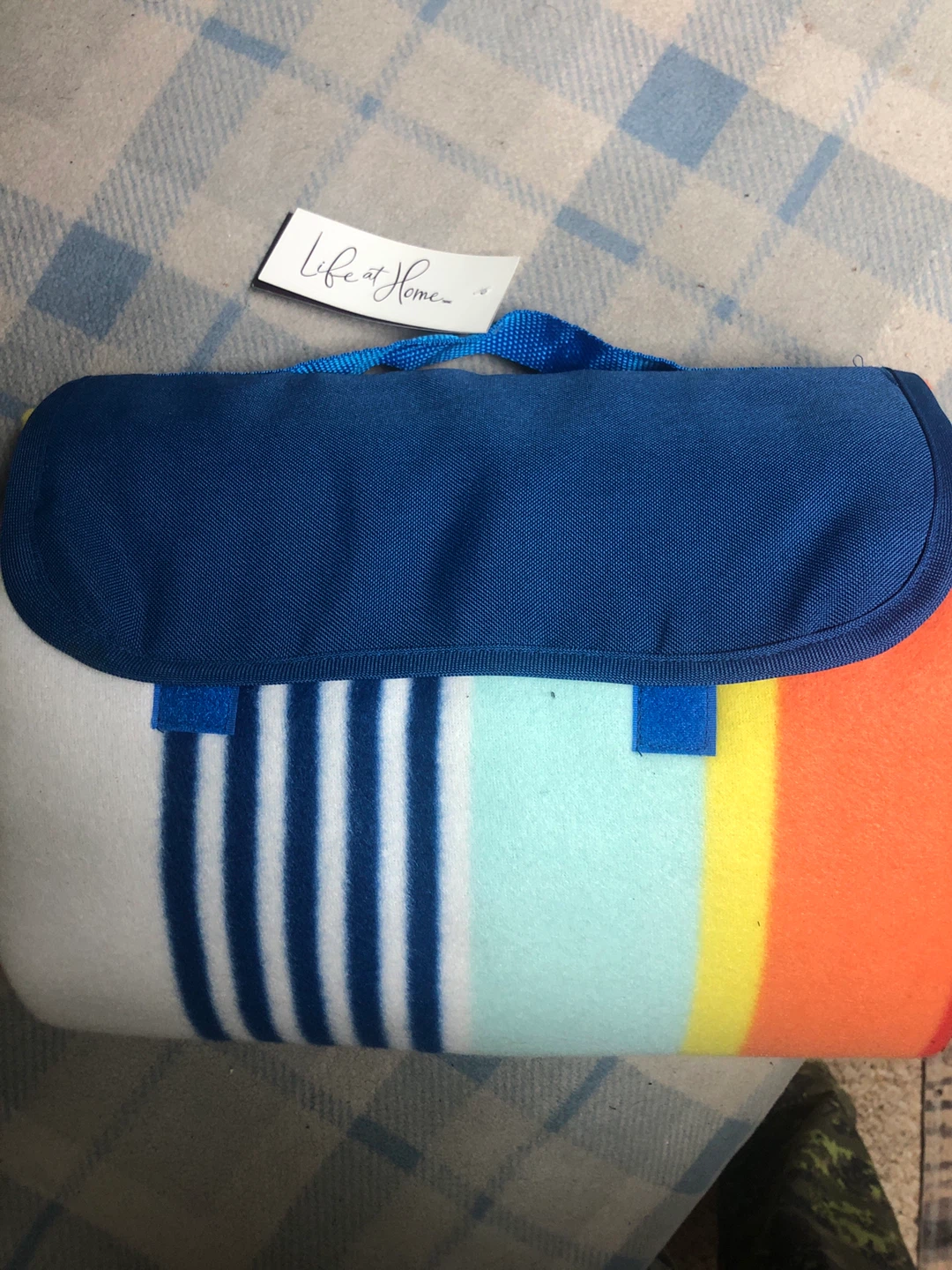 Life at Home Striped Picnic Blanket with Handle