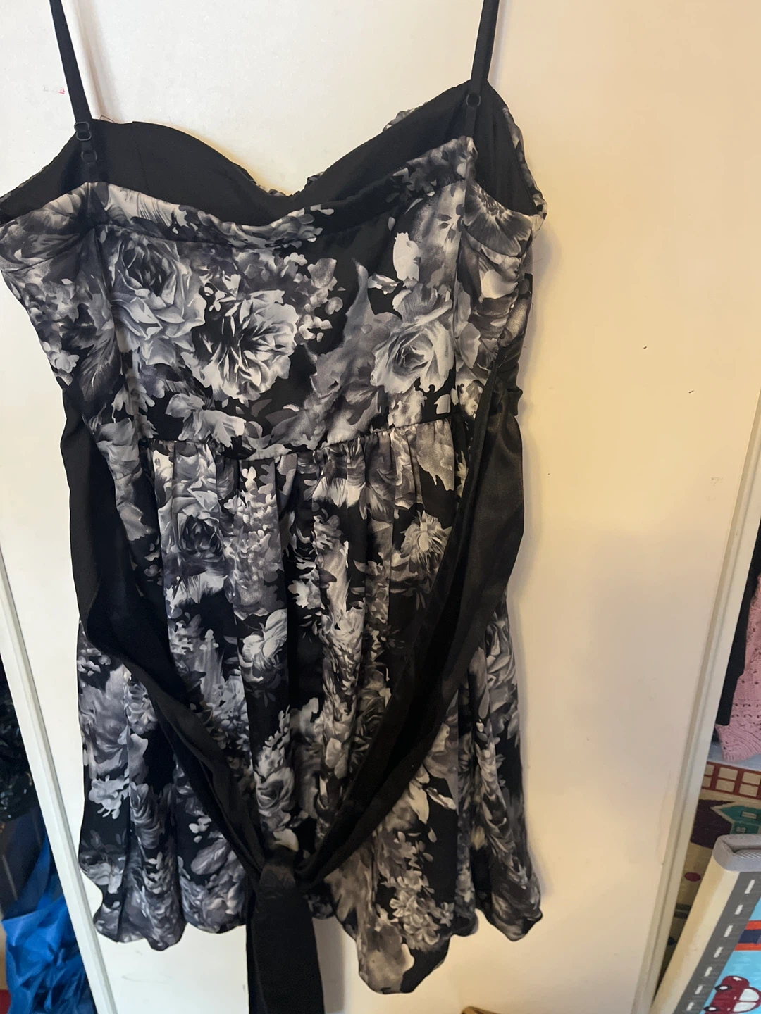 G.L.A.M. Black and White Floral Strapless Dress - photo 3