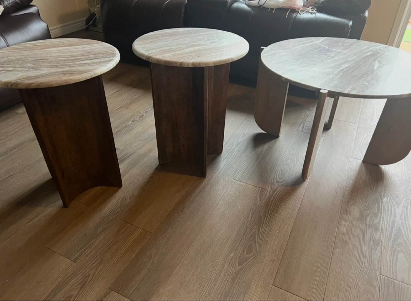 Marble Top Side Tables Set of 3