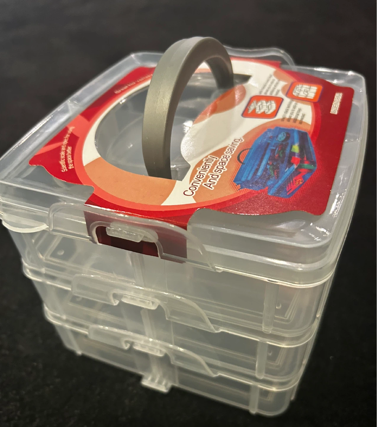 Stackable Craft Organizer with Handle & Adjustable Dividers