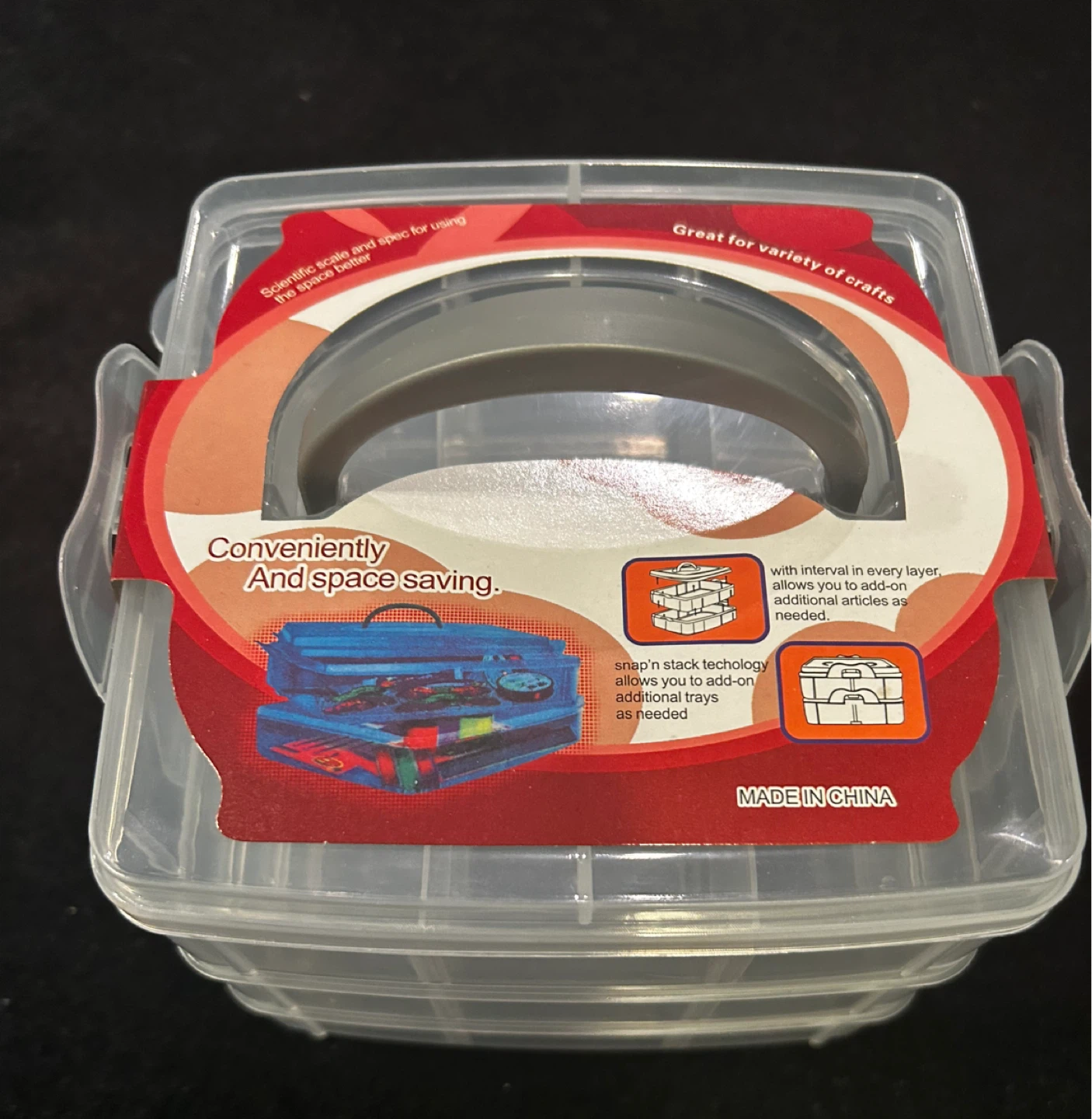 Stackable Craft Organizer with Handle & Adjustable Dividers - photo 2