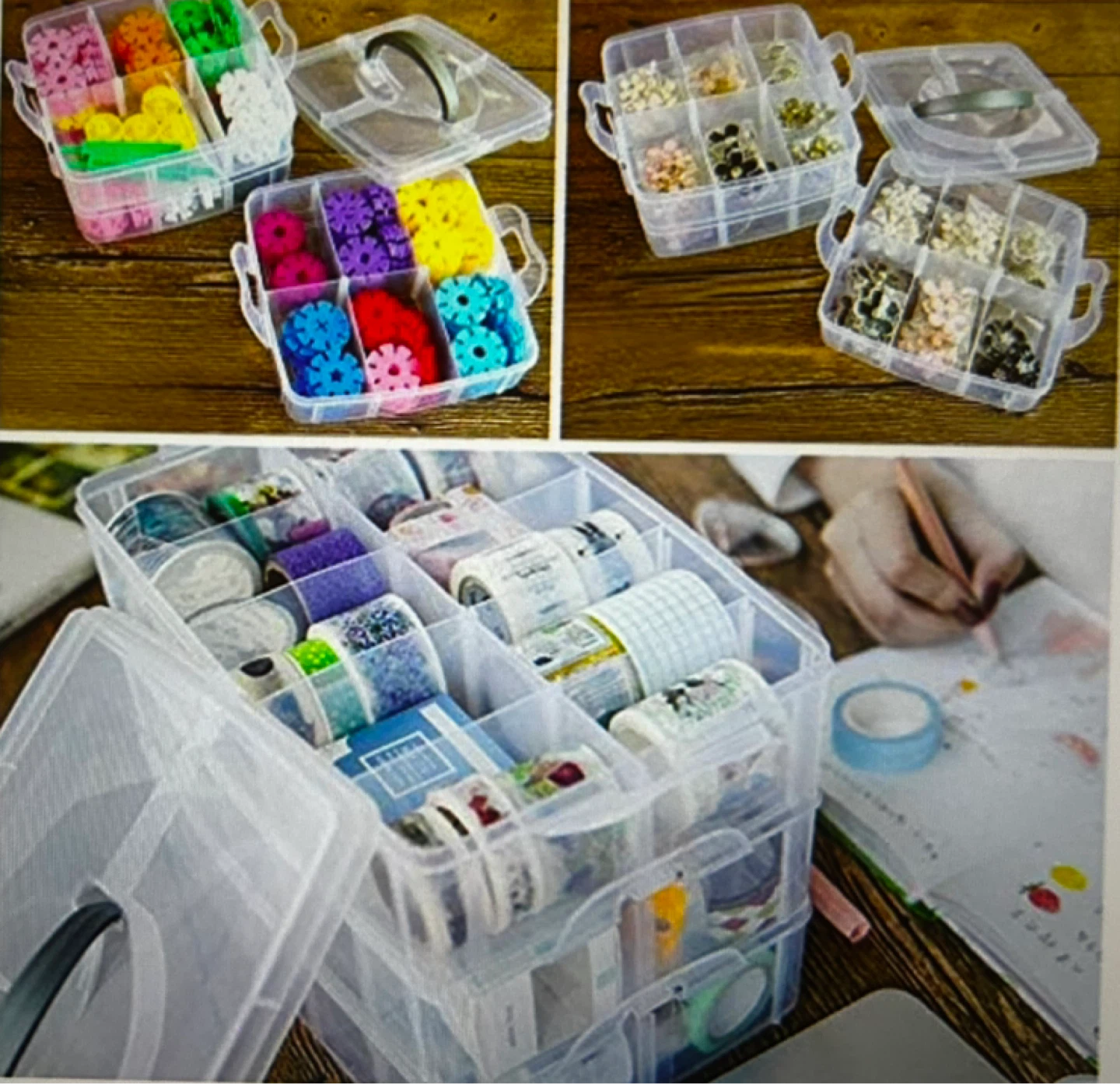 Stackable Craft Organizer with Handle & Adjustable Dividers - photo 5