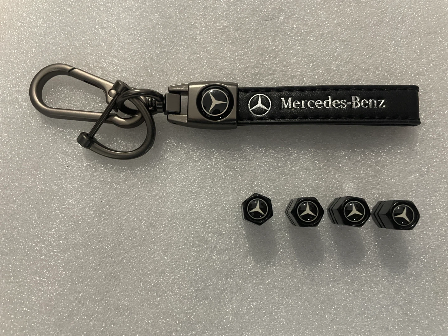 Mercedes-Benz Keychain and Tire Valve Caps Set